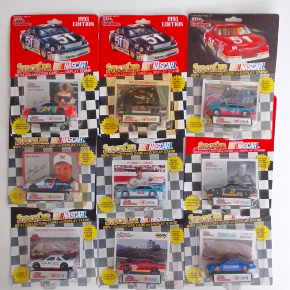 RACING CHAMPIONS RARE VINTAGE 90'S DIES CAST NASCARS 9 IN FACTORY PACKAGING